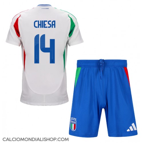 Maglie da calcio Italia Federico Chiesa #14 Seconda Maglia Bambino Europei 2024 Manica Corta (+ Pantaloni corti)